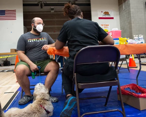 A man gets the monkeypox vaccine