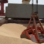 Wheat grain is seen on the MV Brave Commander