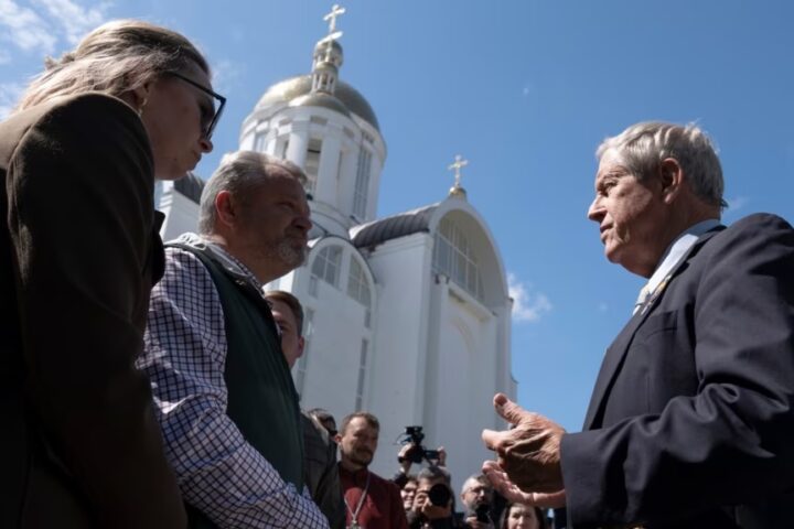 U.S. Helsinki Commission Chairmen Joe Wilson (right) during 2023 visit to Bucha, Ukraine.