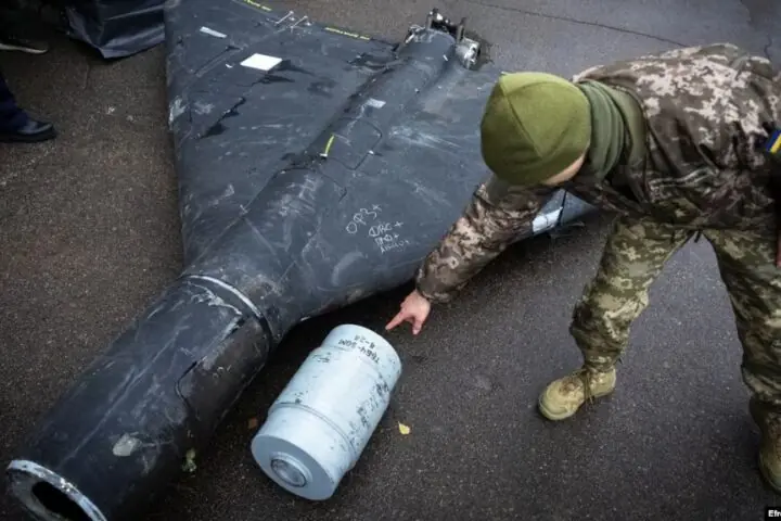 A downed Shahed drone in Ukraine